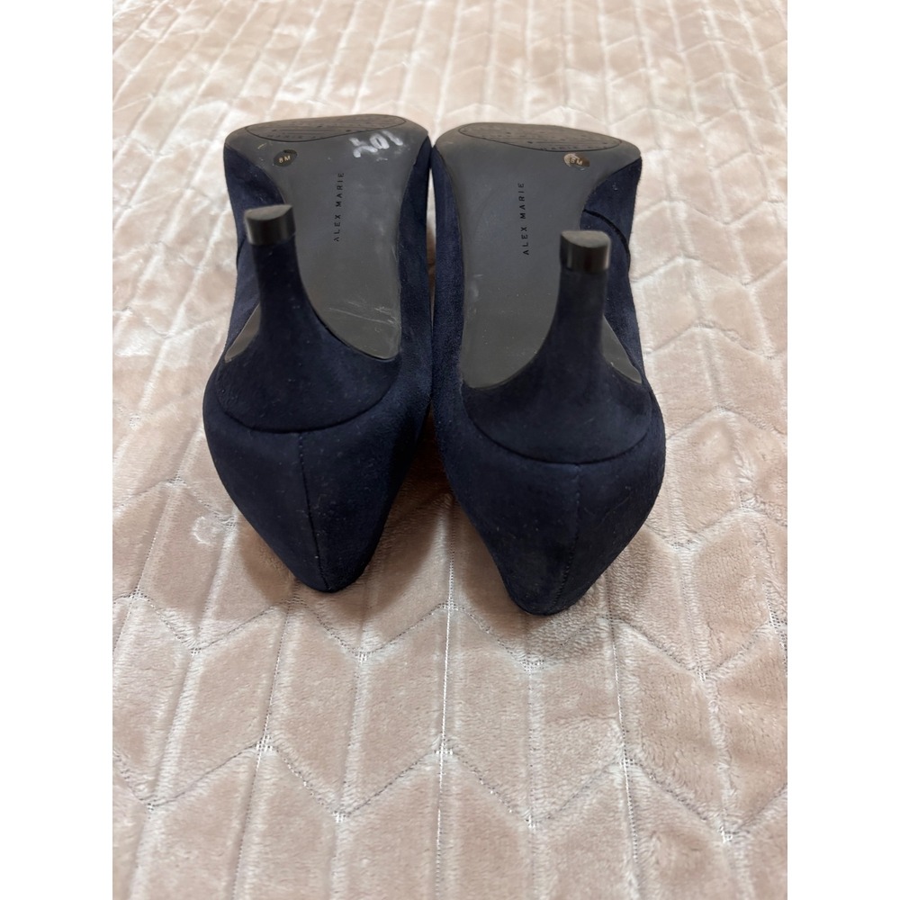 Alex Marie Navy Blue Faux Suede Pointed Toe Kitten Heel Pumps Womens 8M - Picture 6 of 12